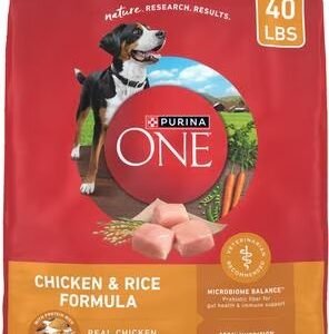Purina ONE Natural Adult Chicken & Rice Formula Dry Dog Food, 40-lb Bag